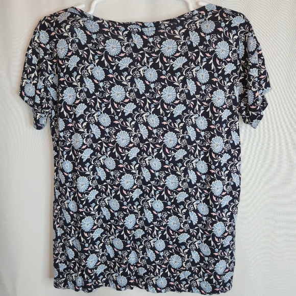 LOFT Pretty Blue Daisy Wide Neck Knit Top - Picture 4 of 7